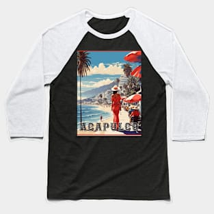 Acapulco Mexico Travel Vintage Poster Baseball T-Shirt